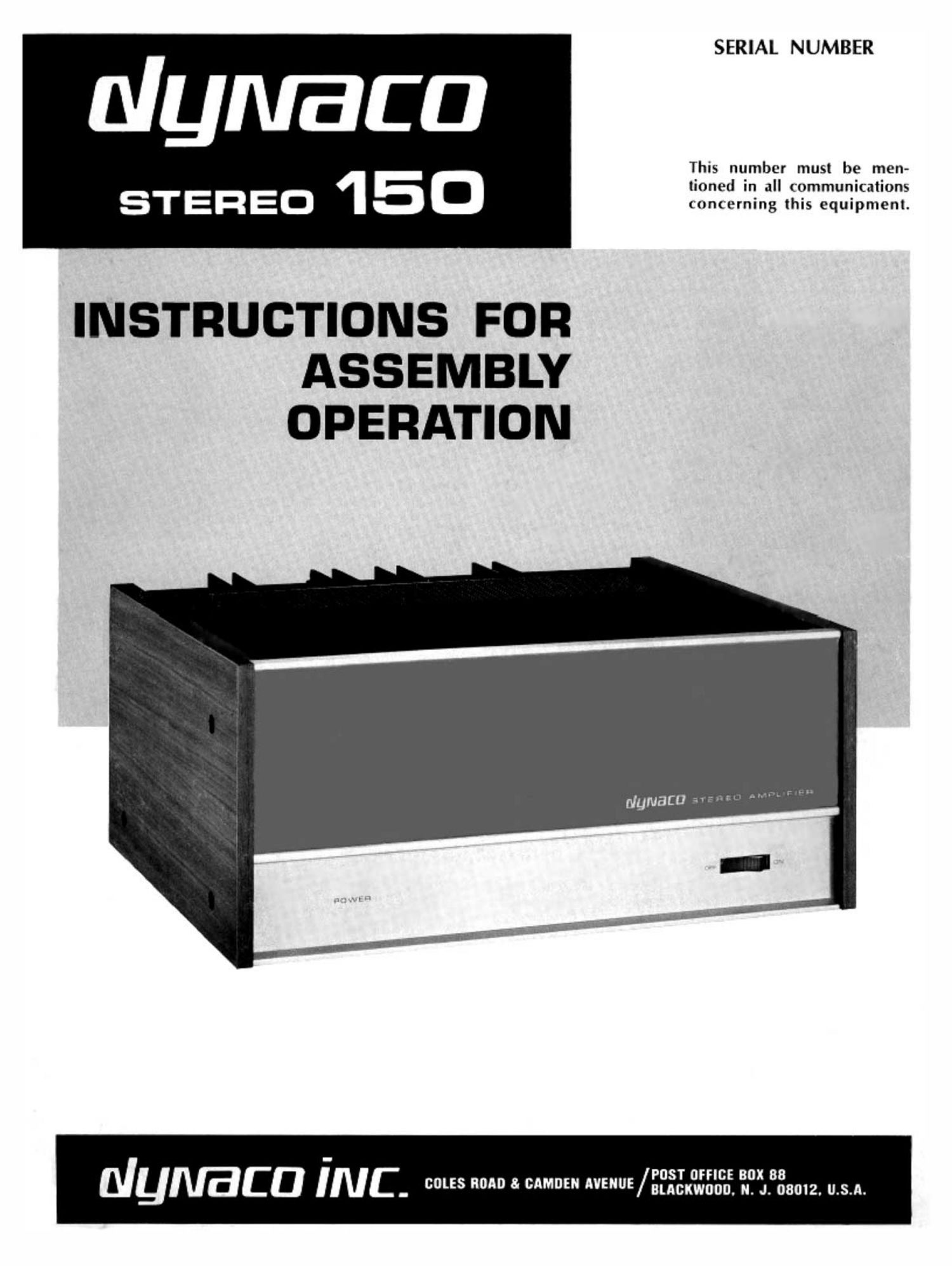 Dynaco Stereo 150 Owners Manual