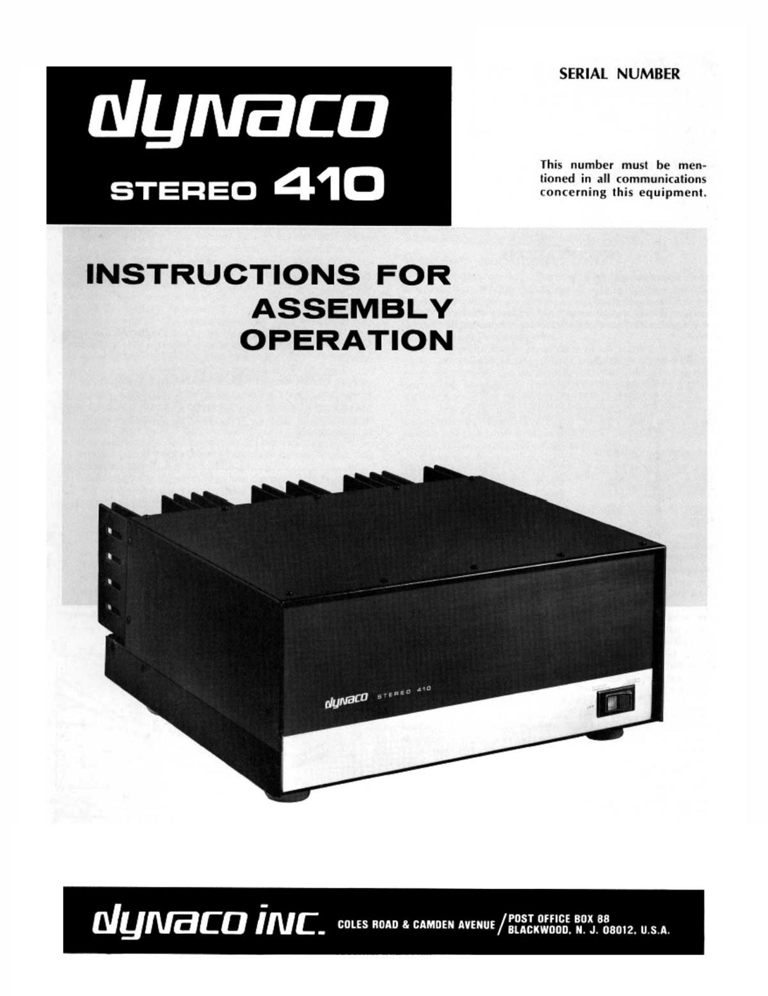 Dynaco Stereo 410 Owners Manual