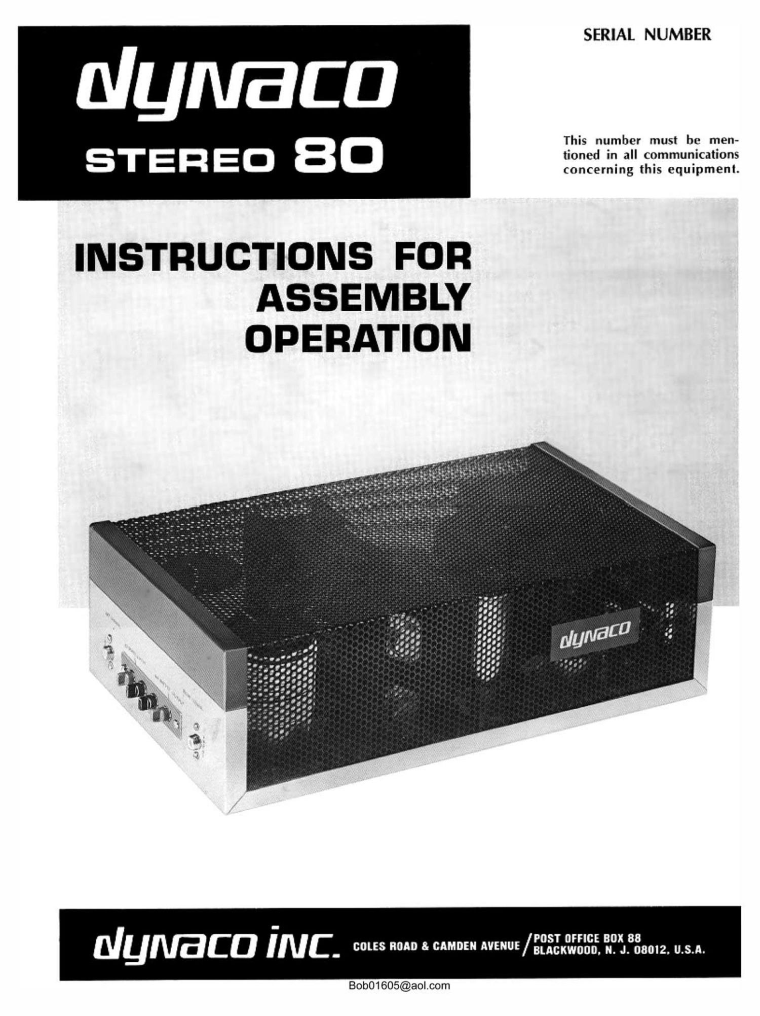 Dynaco Stereo 80 Owners Manual