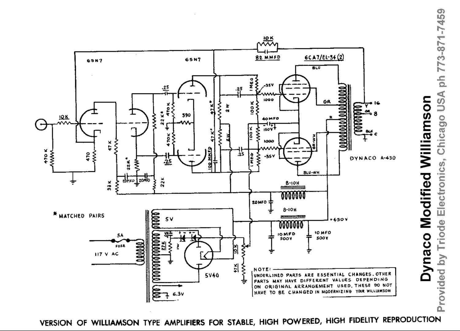 Dynaco Modified Williamson Amplifier Schematic