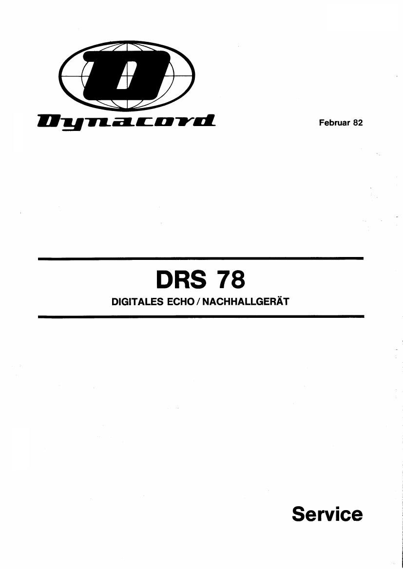 Dynacord DRS 78 SERVICE MANUAL