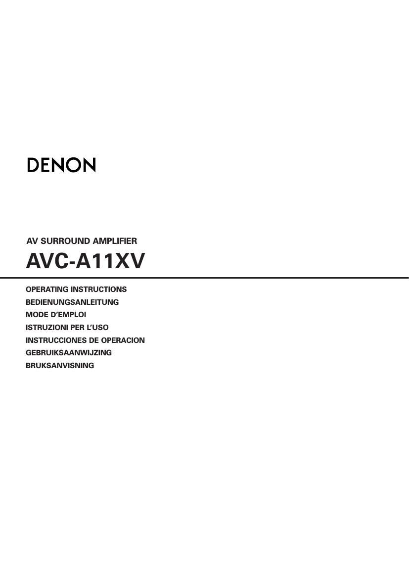 Denon AVC A11XV Owners Manual