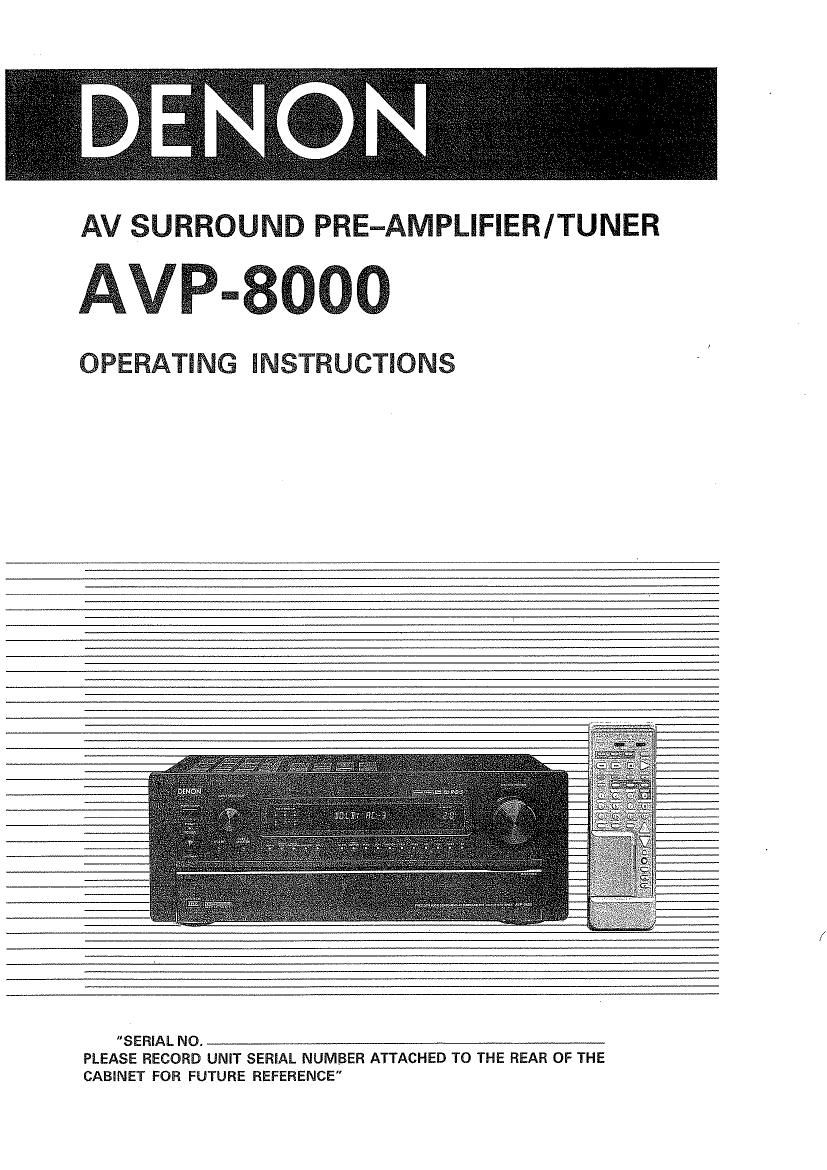 Denon AVP 8000 Owners Manual