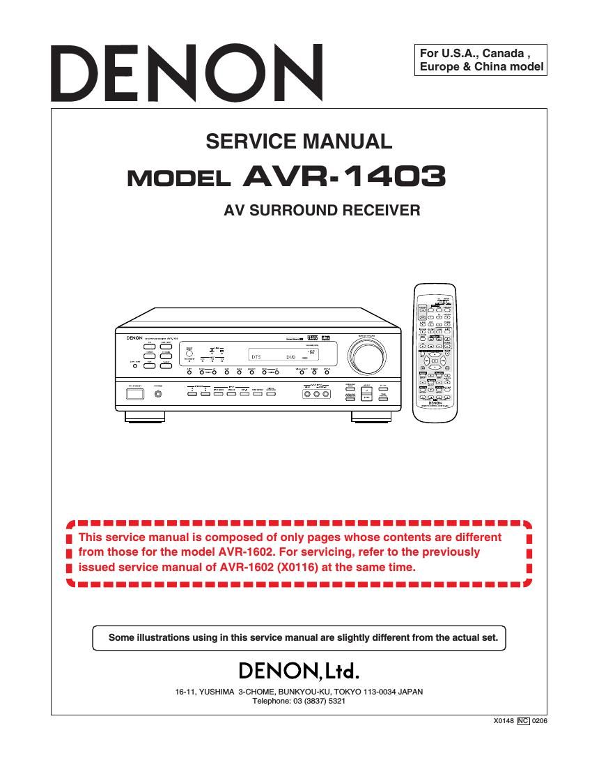 Denon AVR 1403 Service Manual