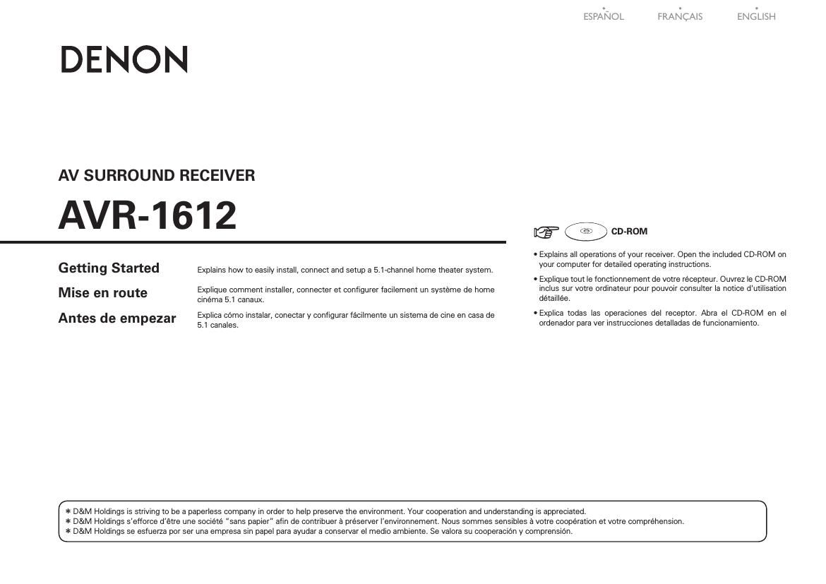 Denon AVR 1612 Owners Manual