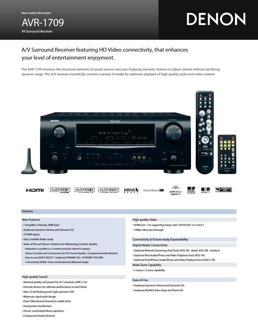 Denon AVR 1709 Brochure