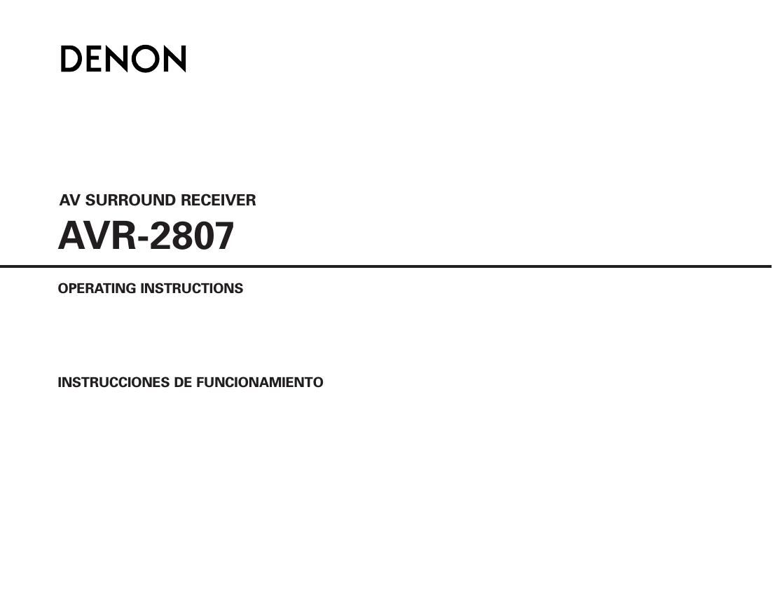 Denon AVR 2807 Owners Manual