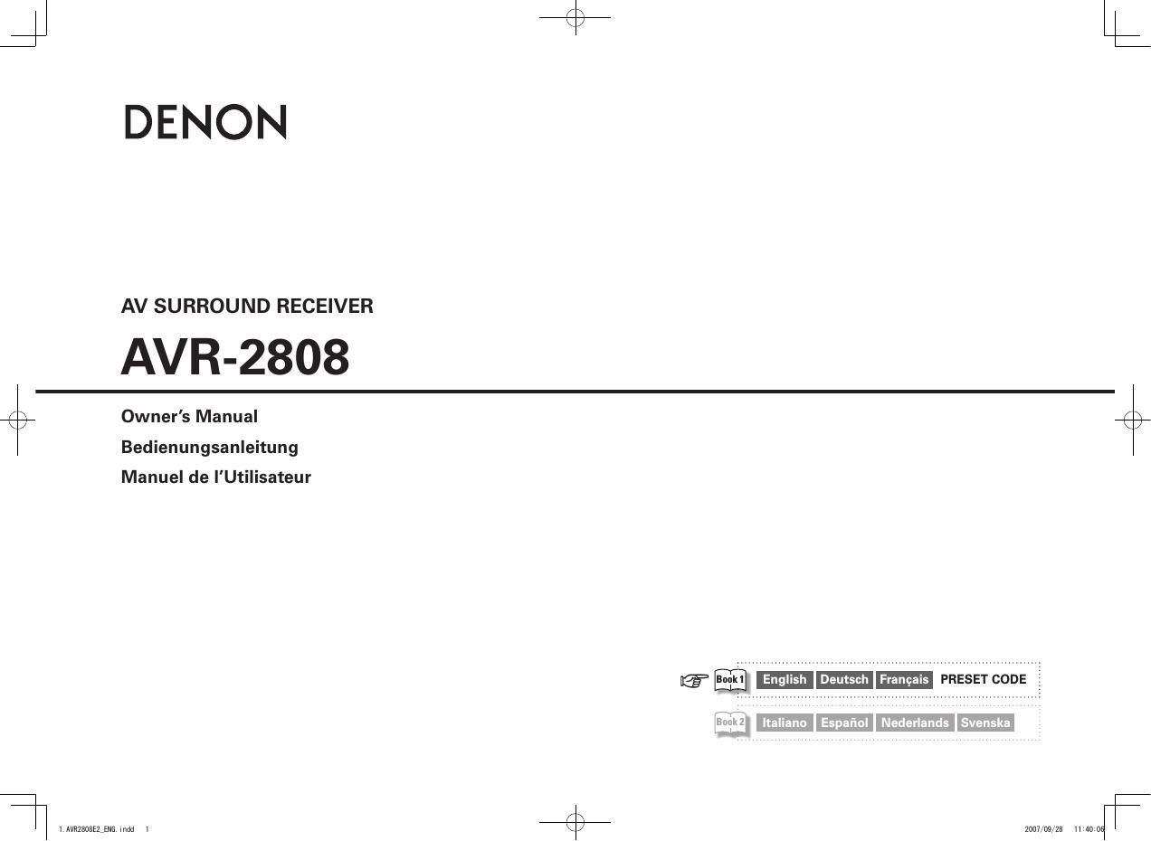 Denon AVR 2808 Owners Manual