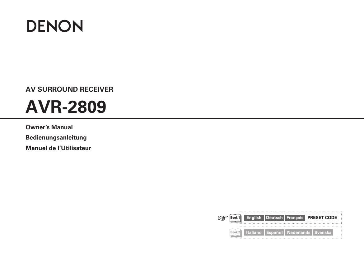 Denon AVR 2809 Owners Manual