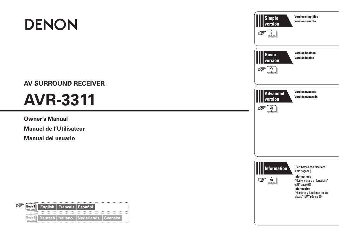 Denon AVR 3311 Owners Manual