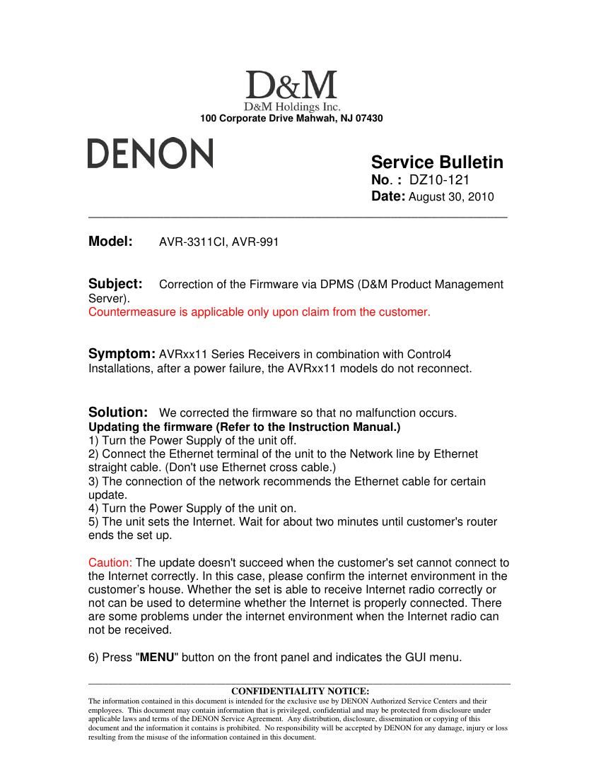 Denon AVR 991 Service Manual