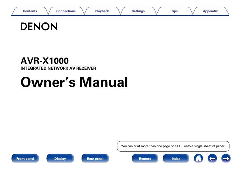 Denon AVR X1000 Owners Manual