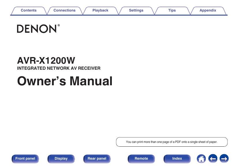 Denon AVR X1200W Owners Manual