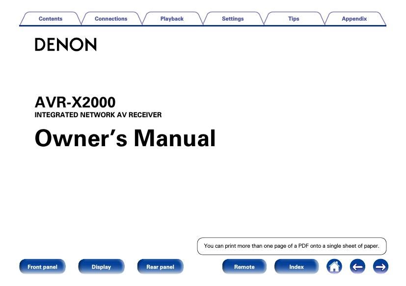 Denon AVR X2000 Owners Manual