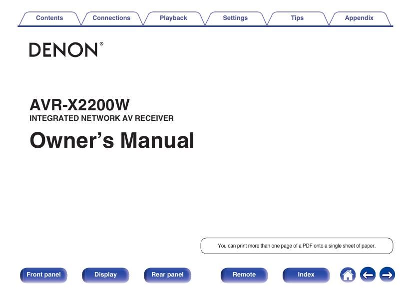 Denon AVR X2200W Owners Manual