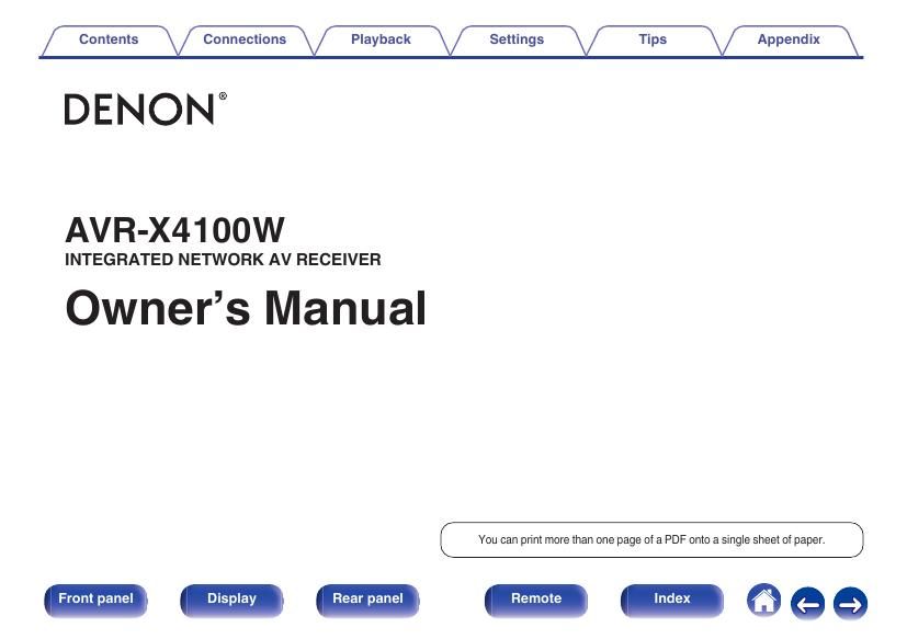 Denon AVR X4100W Owners Manual