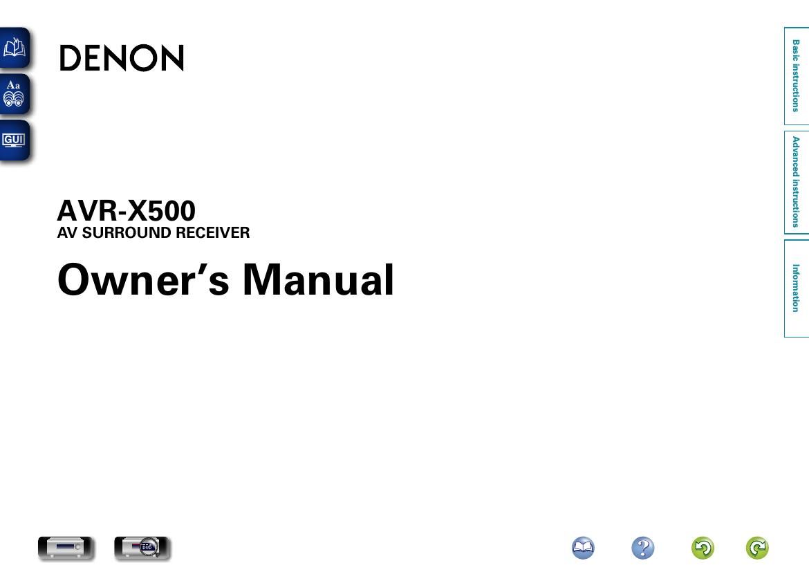 Denon AVR X500 Owners Manual