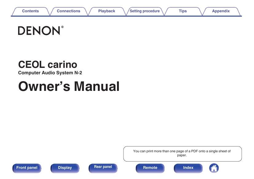 Denon CEOL Carino Owners Manual
