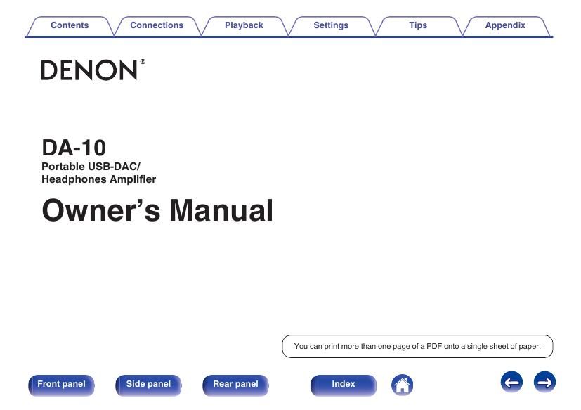 Denon DA 10 Owners Manual