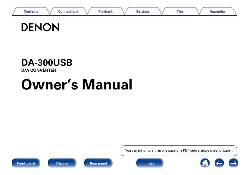 Denon DA 300USB Owners Manual