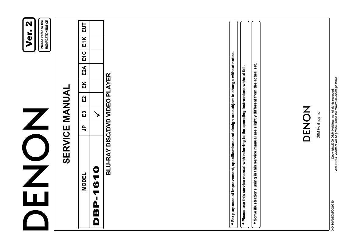 Denon DBP 1610 Service Manual