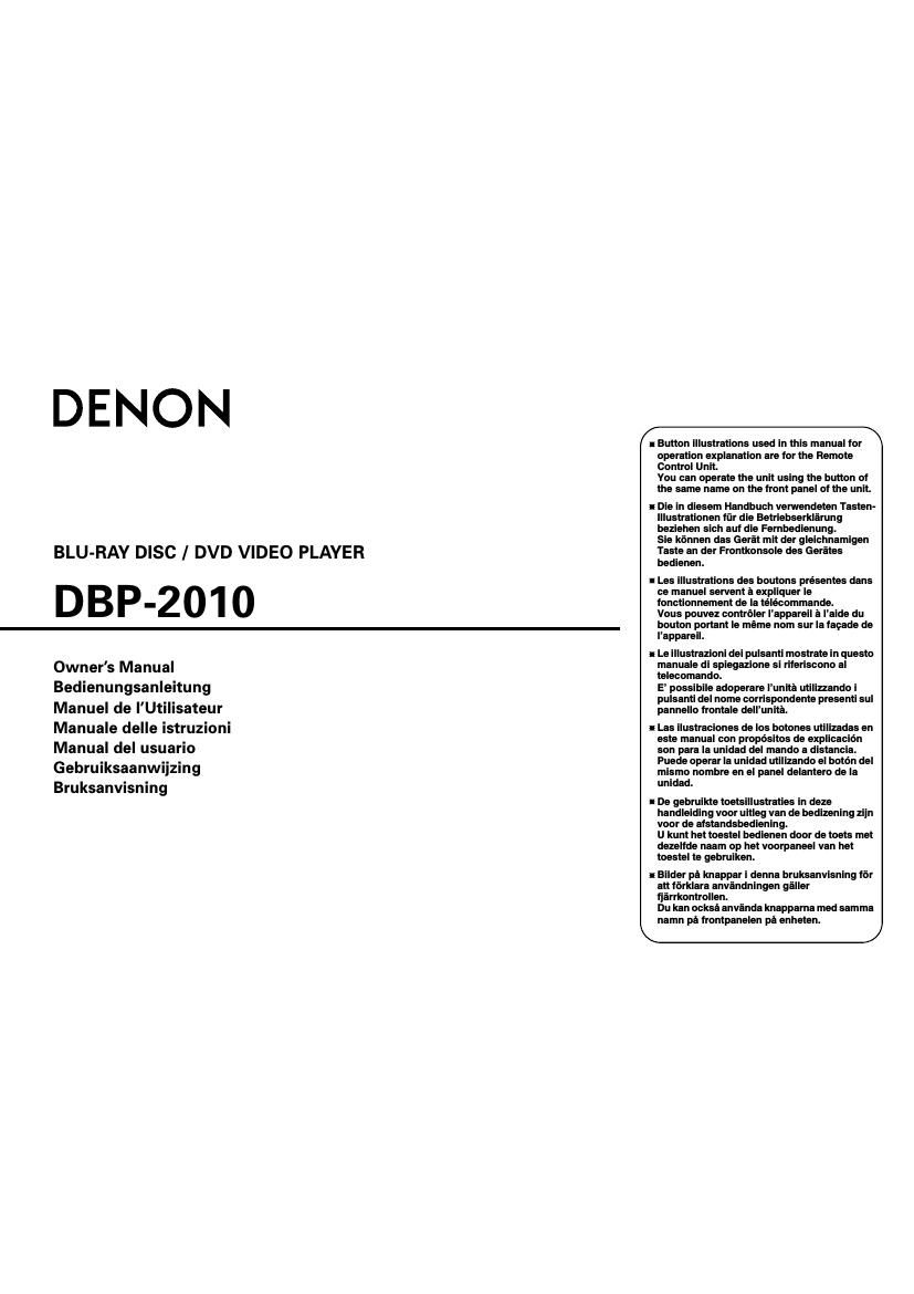 Denon DBP 2010 Owners Manual