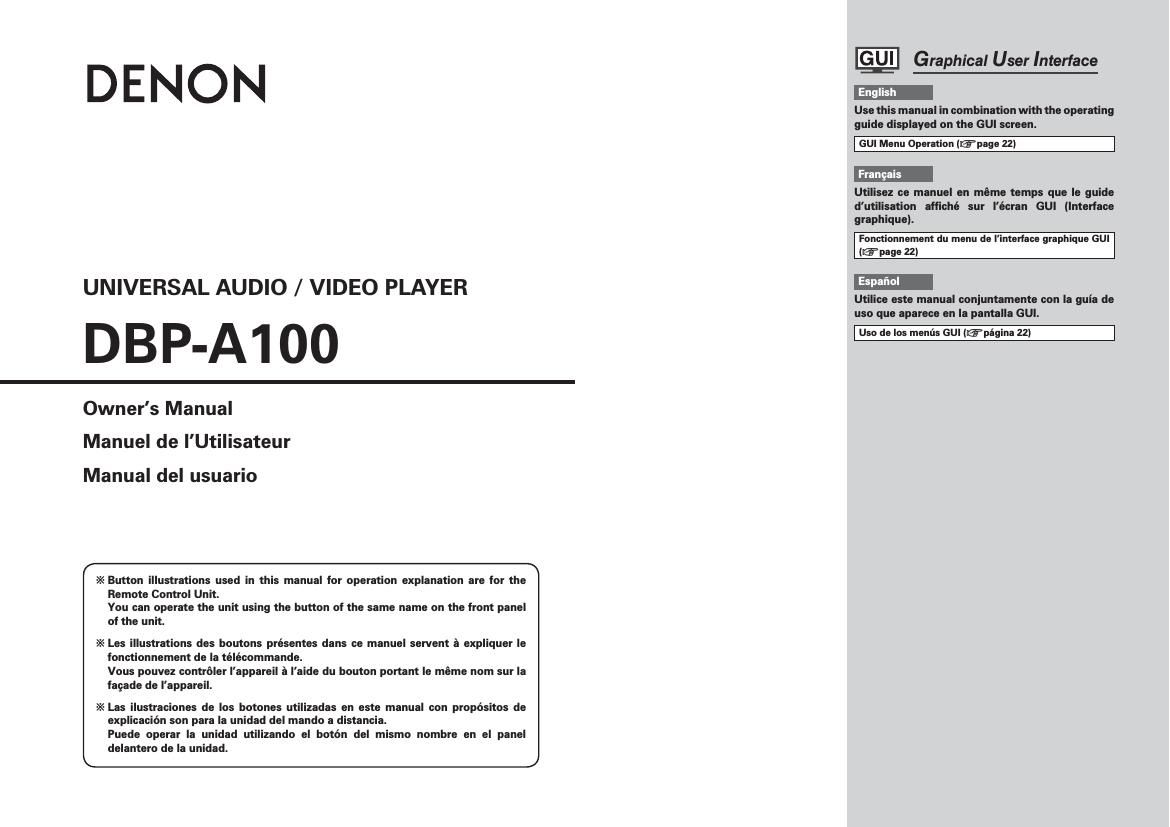 Denon DBP A100 Owners Manual