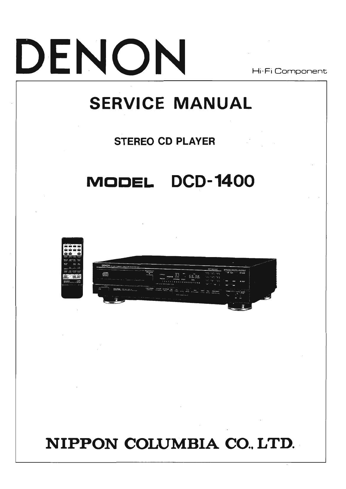 Denon DCD 1400 Service Manual