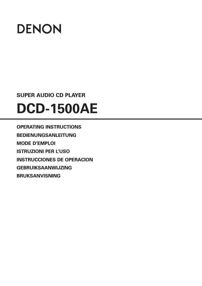 Denon DCD 1500AE Owners Manual