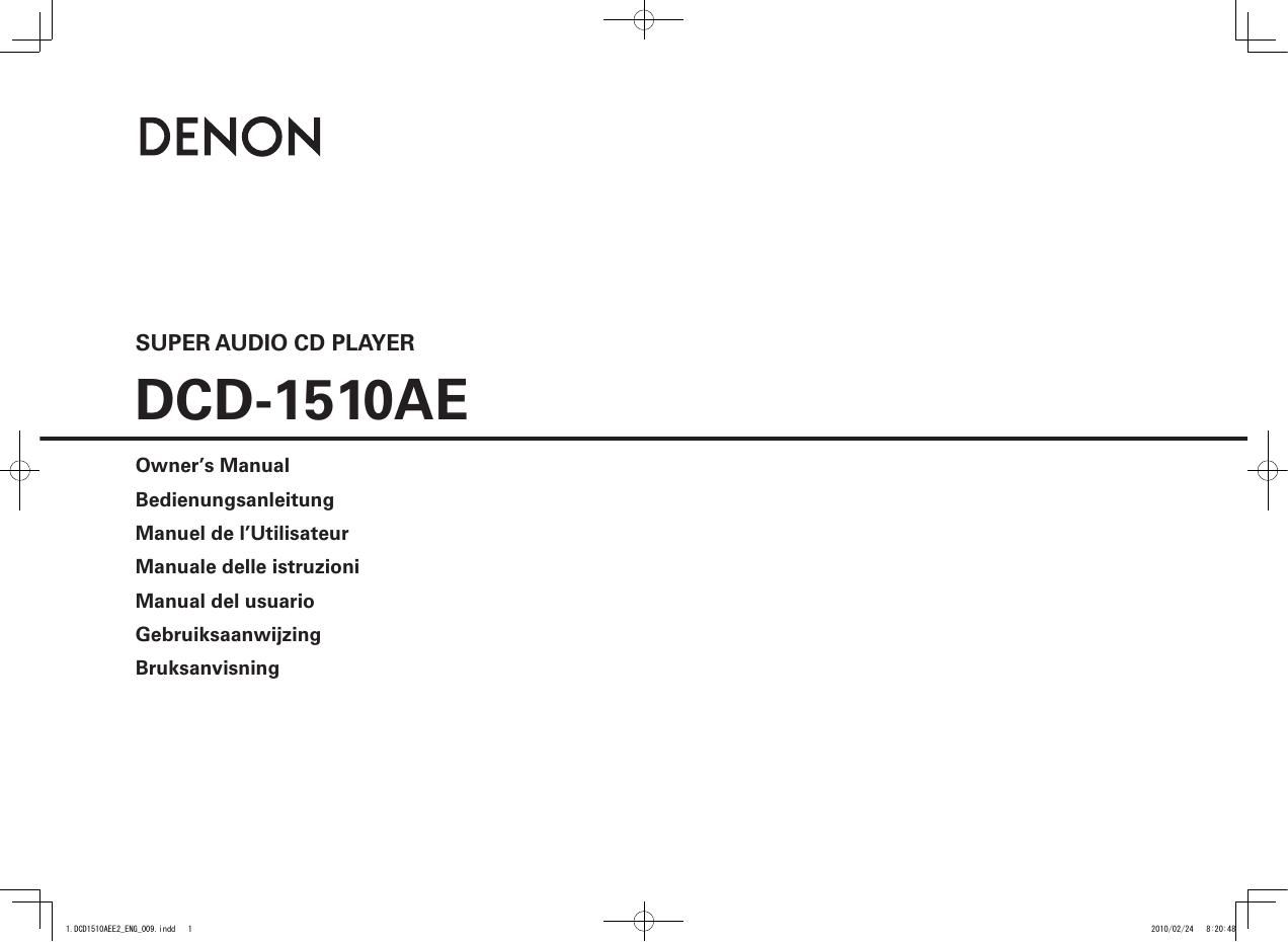 Denon DCD 1510AE Owners Manual