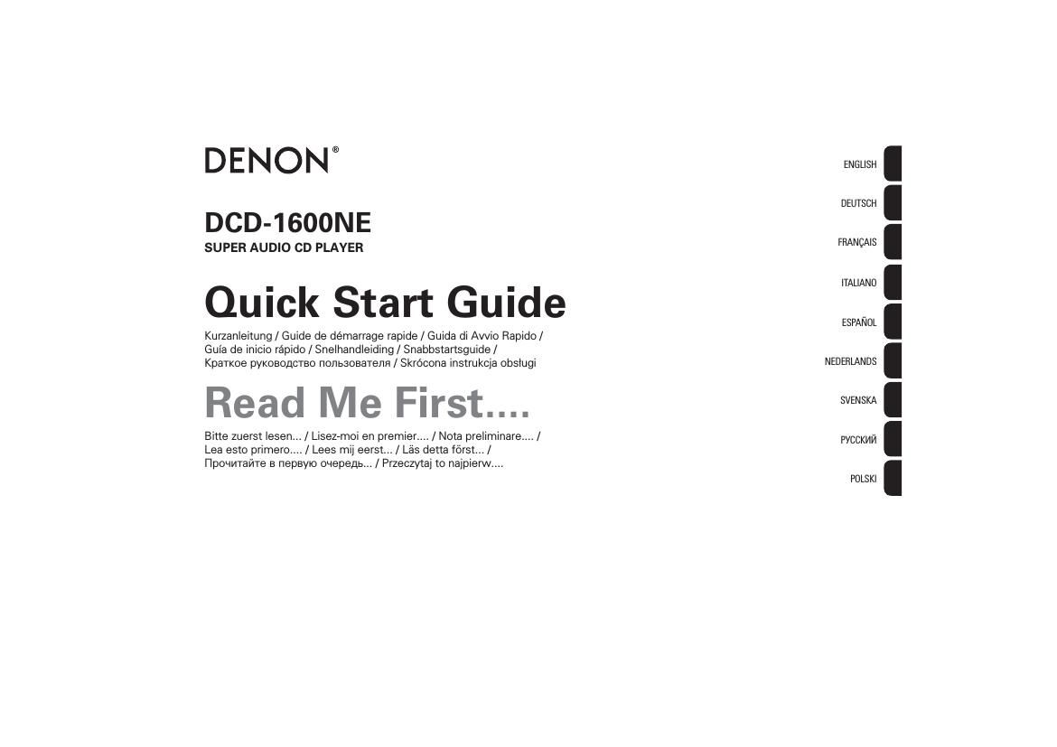Denon DCD 1600NE Owners Manual