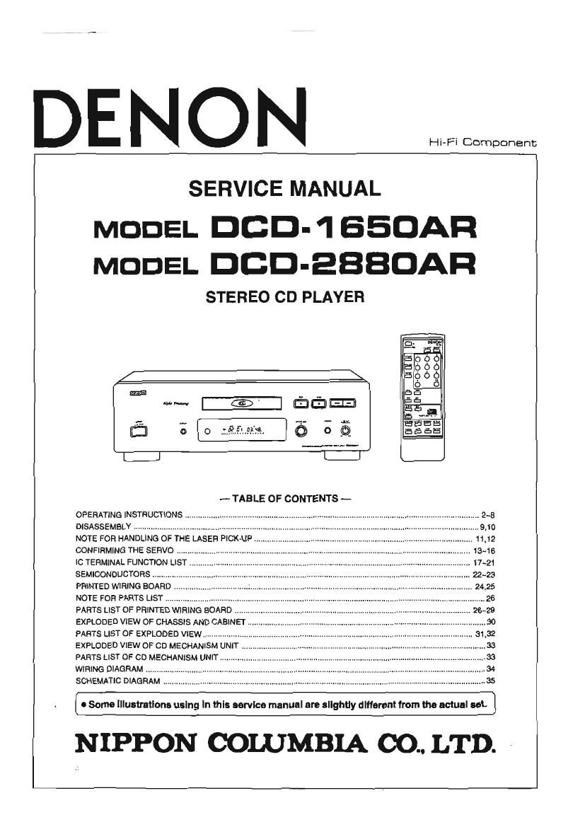 Denon DCD 1650AR Service Manual