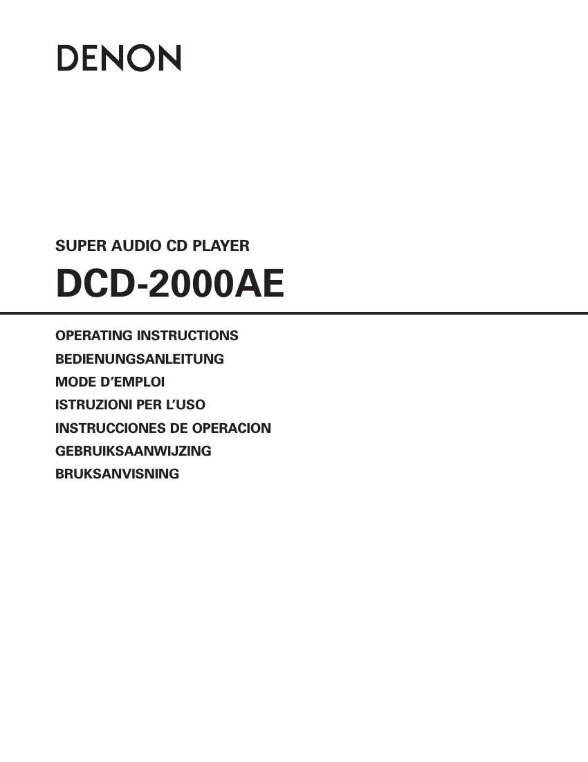 Denon DCD 2000AE Owners Manual
