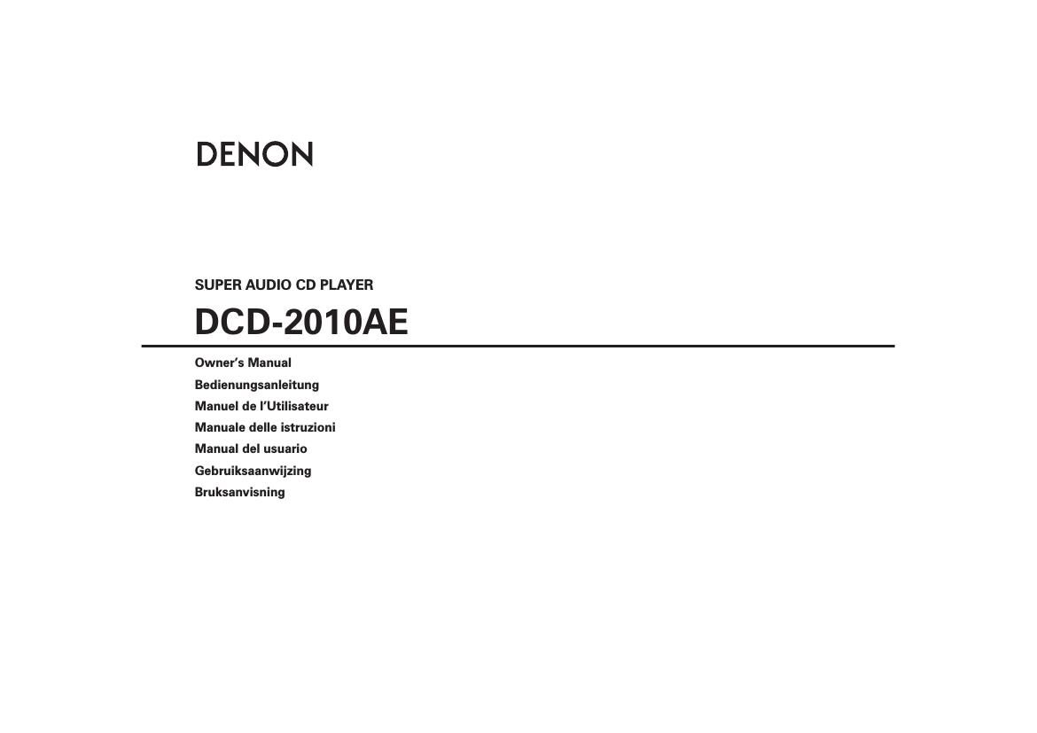 Denon DCD 2010AE Owners Manual