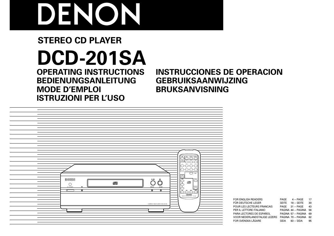 Denon DCD 201SA Owners Manual