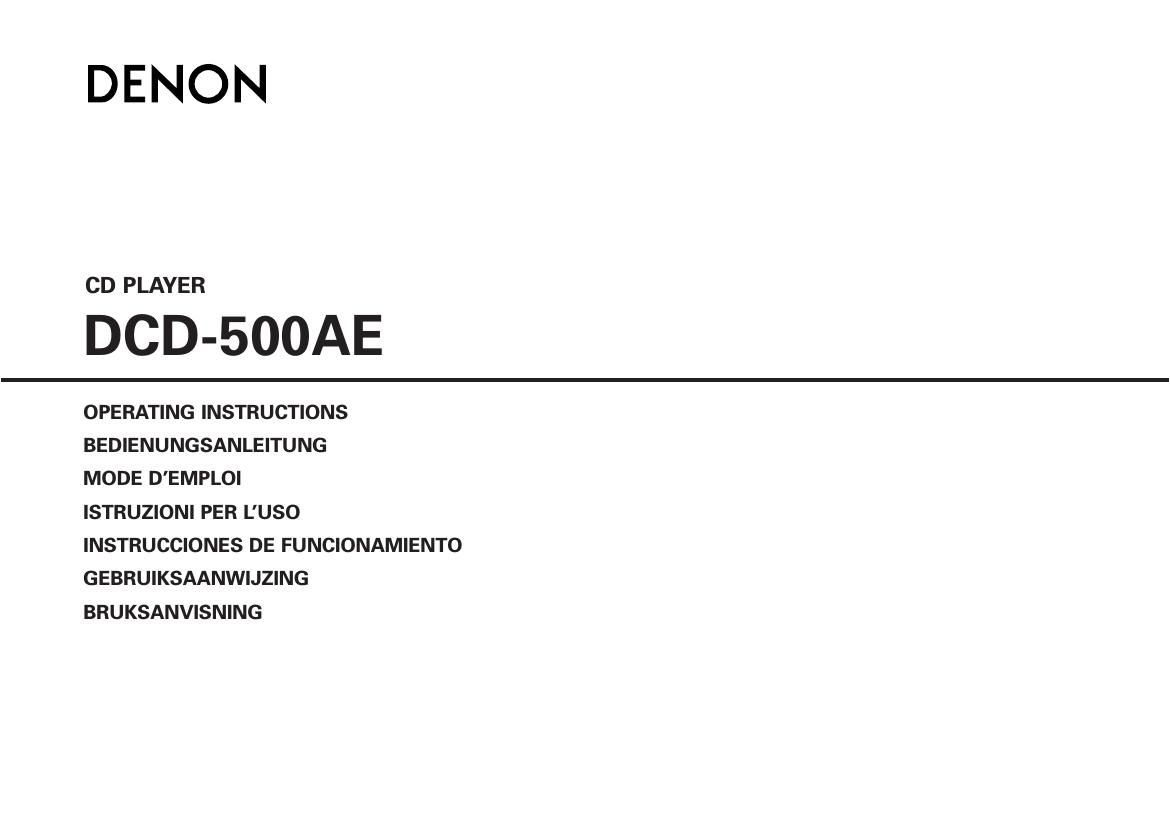 Denon DCD 500AE Owners Manual