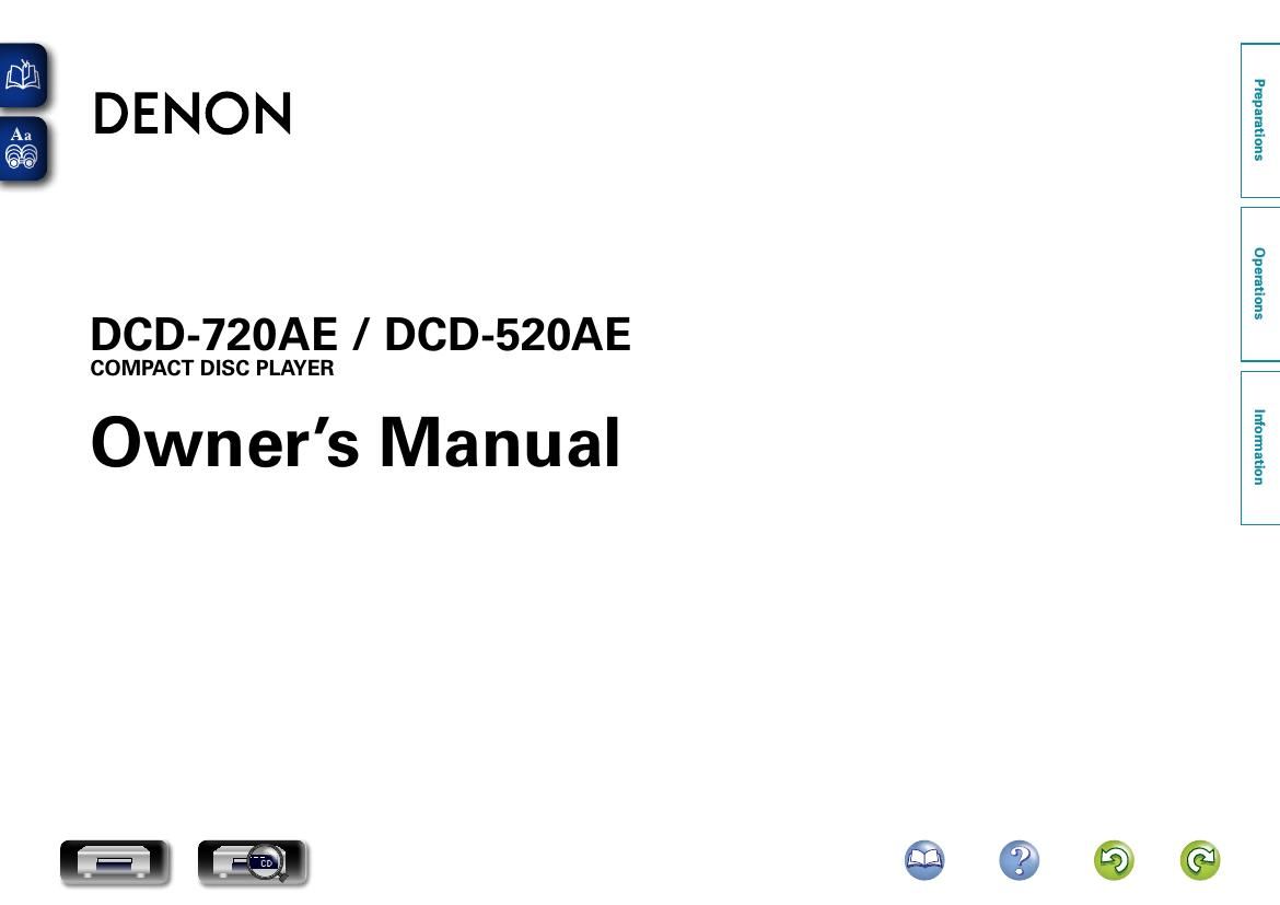 Denon DCD 520AE 720AE Owners Manual