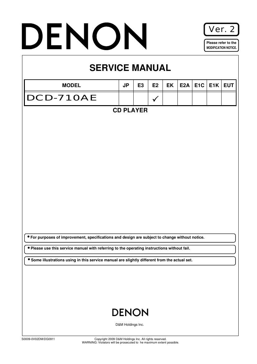 Denon DCD 710AE Service Manual