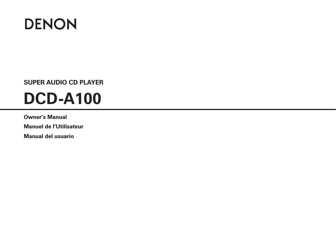 Denon DCD A100 Owners Manual