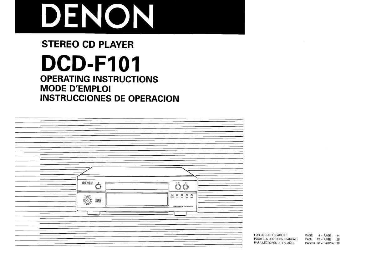 Denon DCD F101 Owners Manual