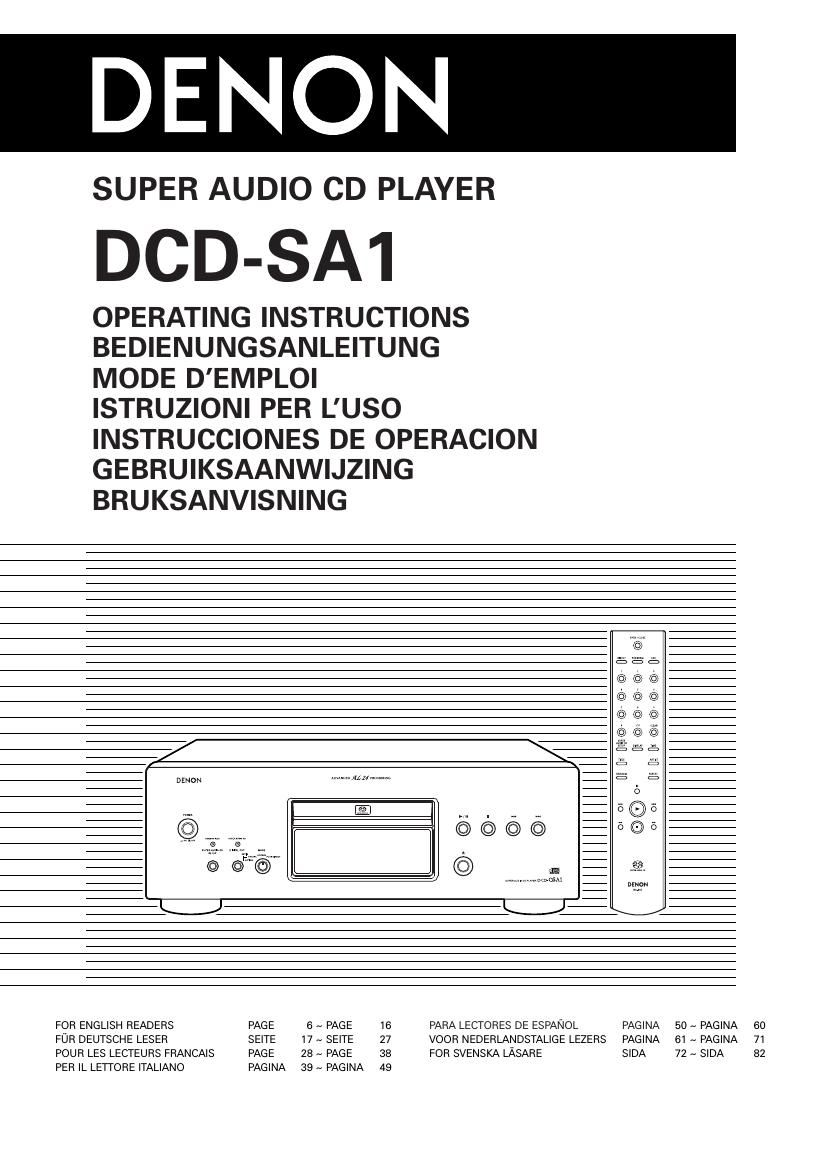 Denon DCD SA1 Owners Manual
