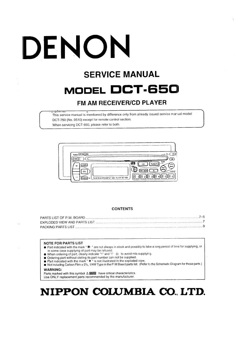 Denon DCT 650 Service Manual