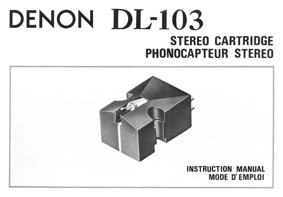 Denon DL 103 Owners Manual