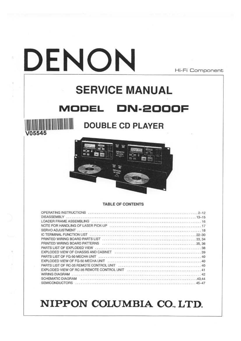 Denon DN 2000F Owners Manual
