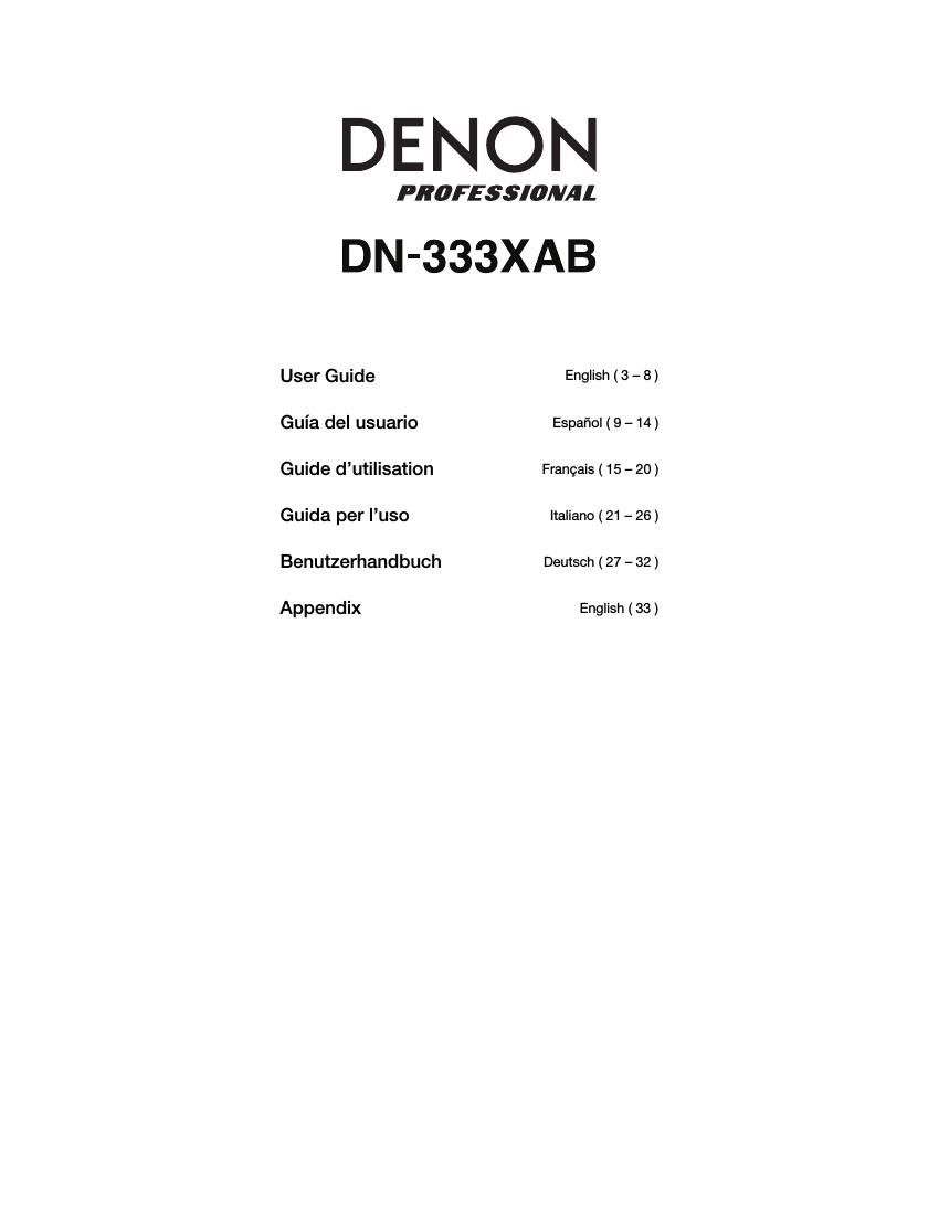 Denon DN 333 XAB Owners Manual