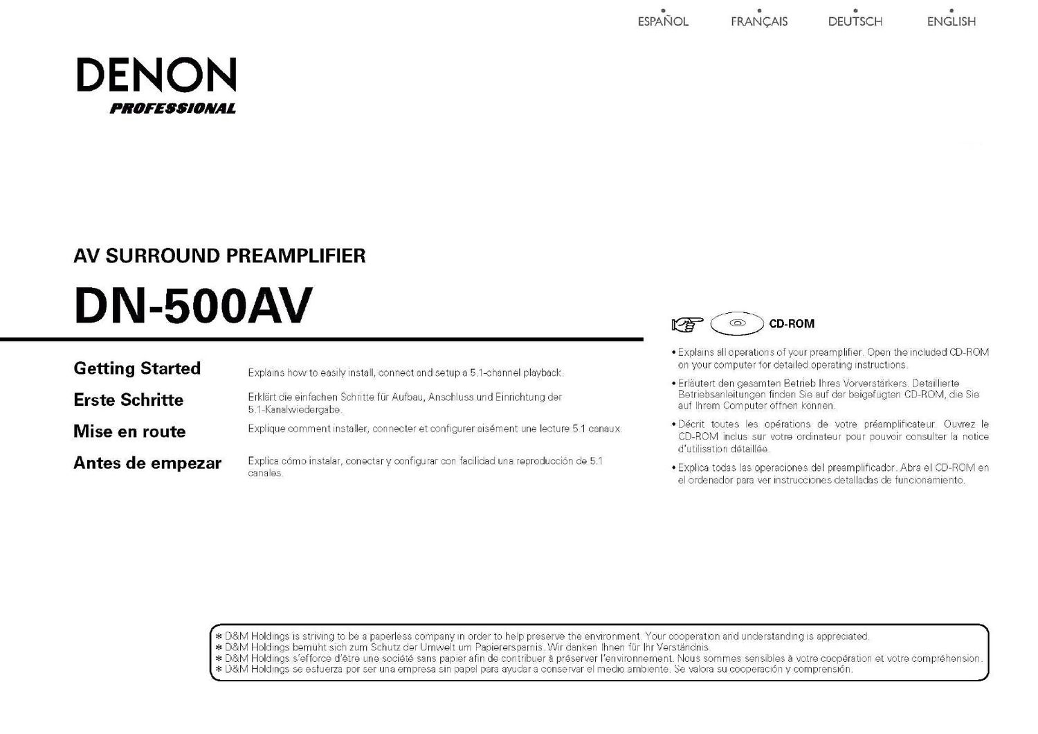 Denon DN 500AV Owners Manual