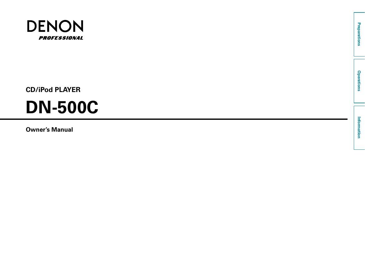 Denon DN 500C Owners Manual