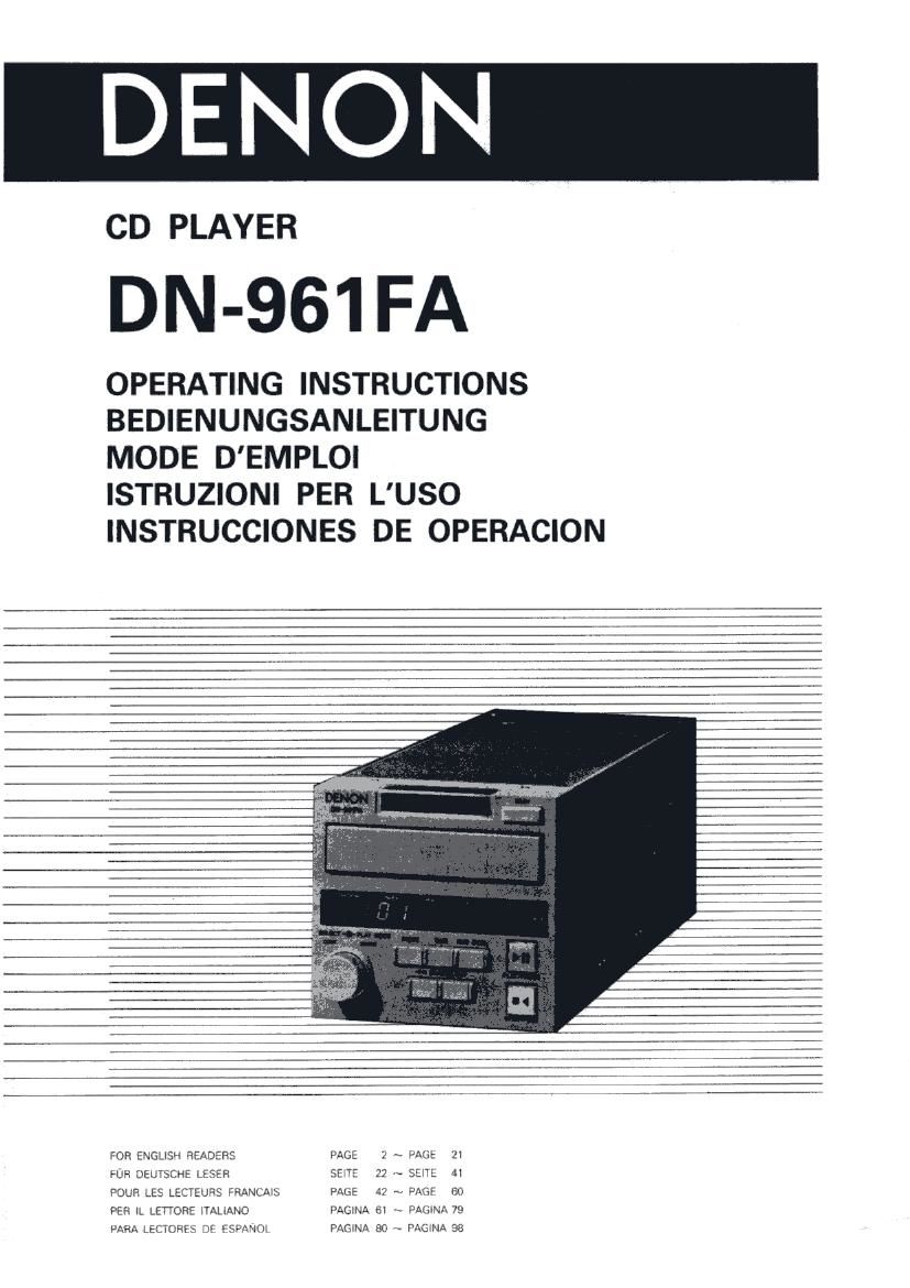 Denon DN 961FA Owners Manual