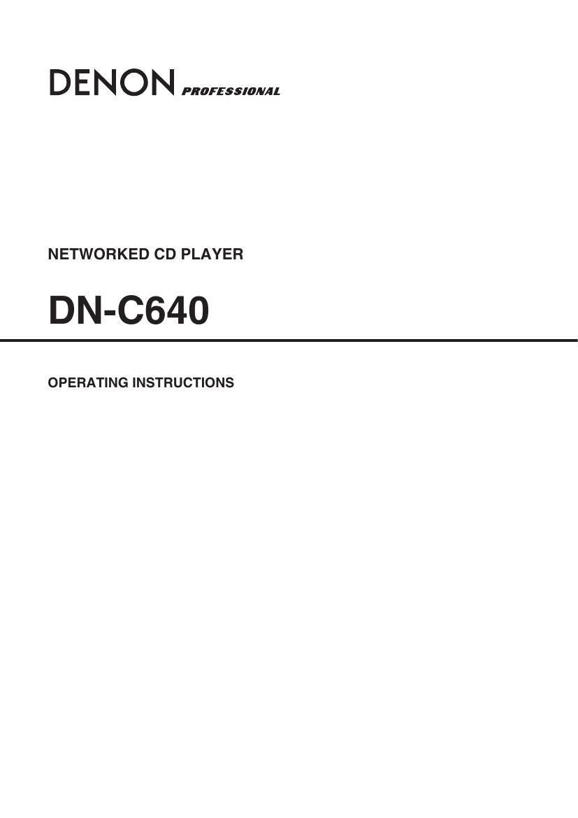 Denon DN C640 Owners Manual