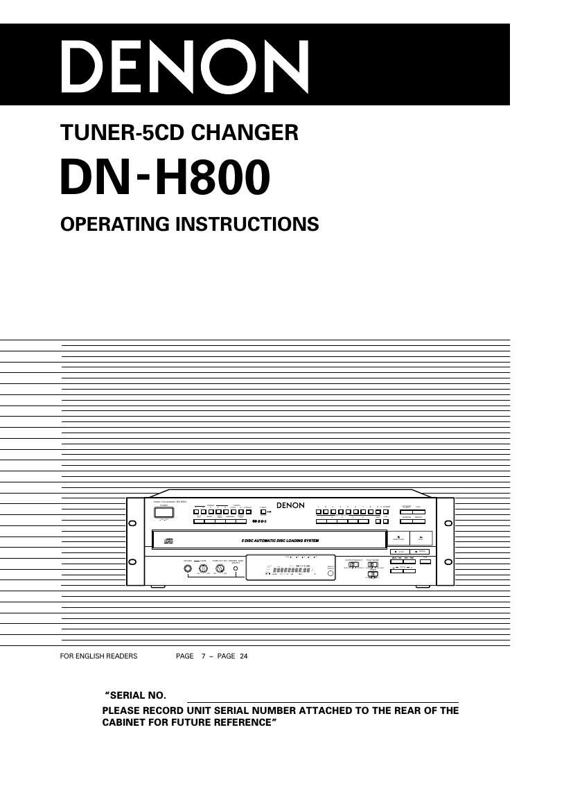 Denon DN H800 Owners Manual
